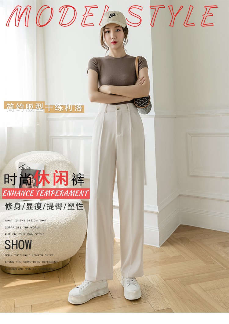 Ảnh thực tế + video + ba tiêu chuẩn Xuân Hè 2021 Phiên bản Hàn Quốc mới của suit ống rộng, quần tây thông thường cạp cao gầy OL | BigBuy360 - bigbuy360.vn