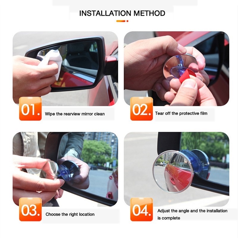 2 Gương Chiếu Hậu HD Tự Dính Xoay 360 Độ Điều Chỉnh Được Cho Xe Hơi