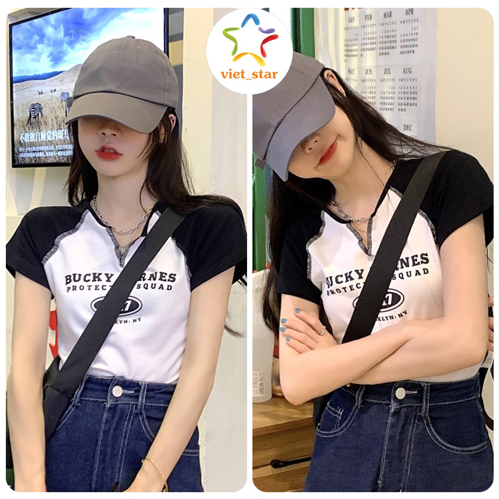 Áo Croptop 1971 Kiểu Body Ôm Tay Ngắn Ulzzang_VIETSTAR