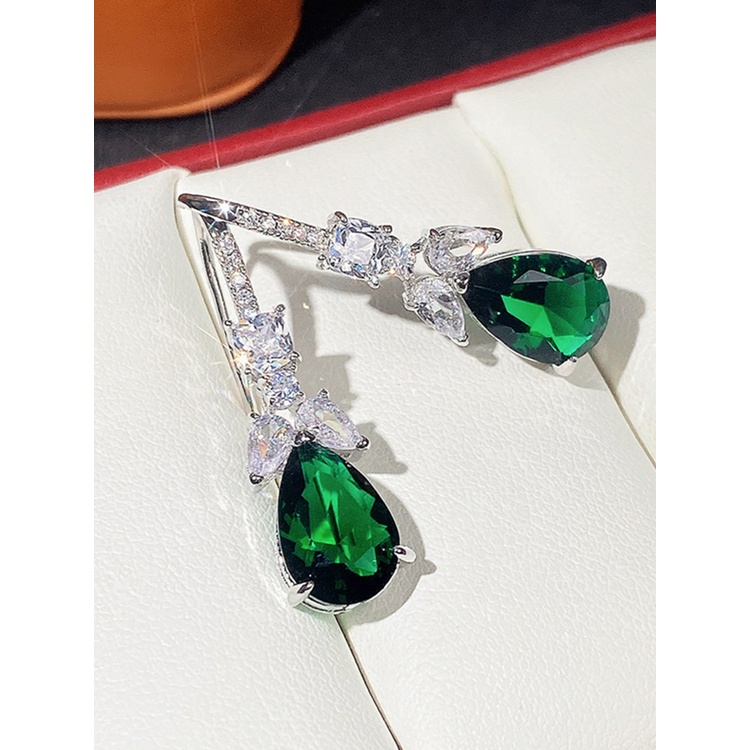 Đôi Khuyên Tai Dài Đính Đá Hình Trái Lê Thời Trang Cho Nữ