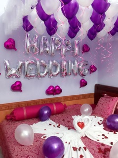 Trang trí phòng cưới tone tím trắng 💜💜💜