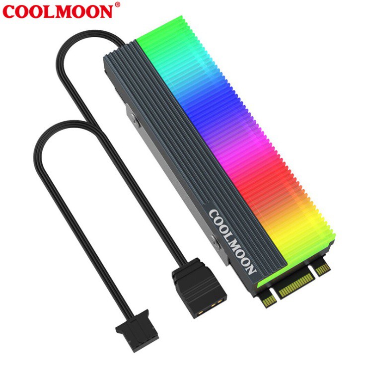 Tản Nhiệt Làm Mát Ổ Cứng SSD M2 Coolmoon Led ARGB Đồng Bộ Màu Hub Coolmoon, Mainboard