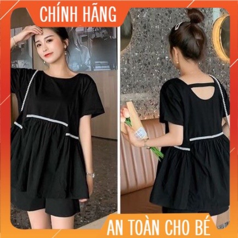 Bộ đồ bầu đùi mùa hè chất đũi đi chơi mặc nhà siêu mát thiết kế cao cấp Bden088