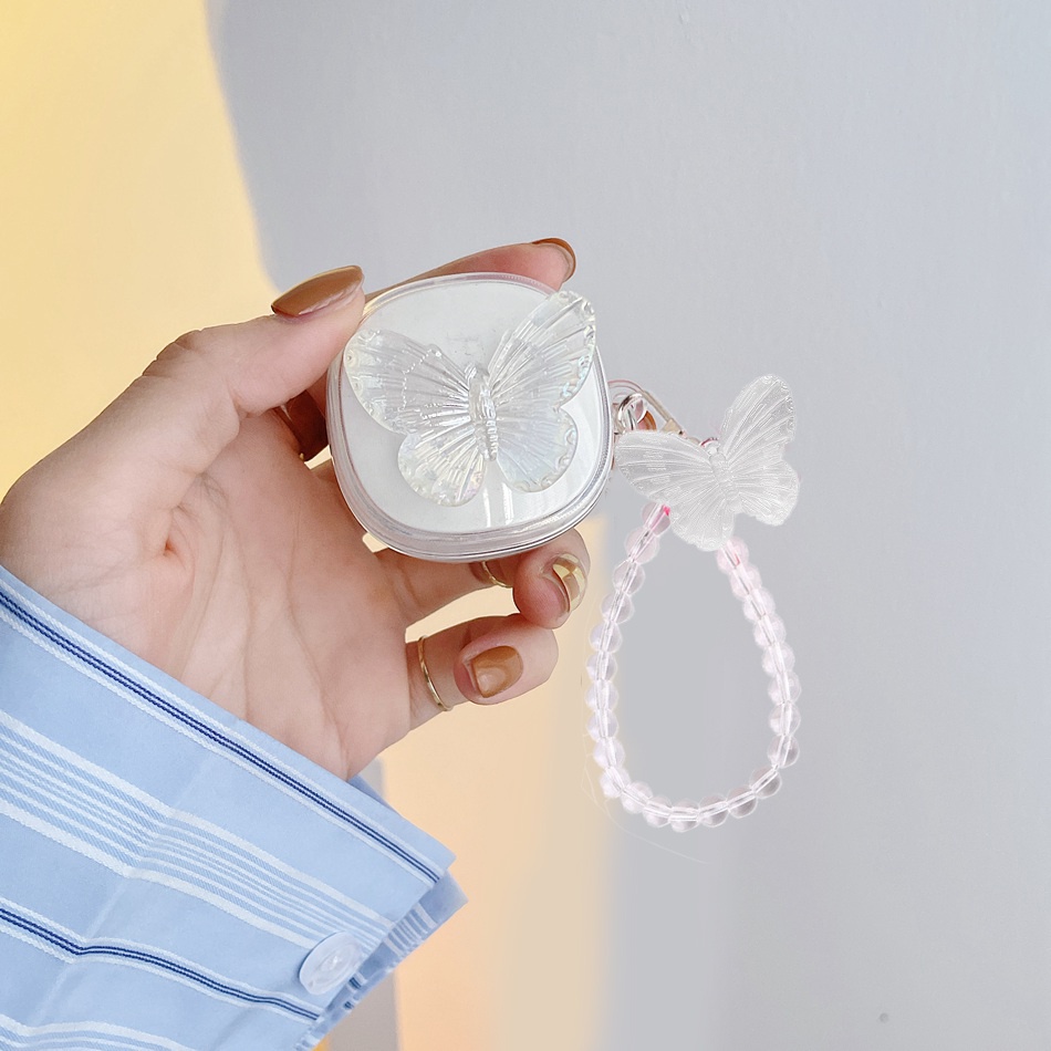 Vỏ Bảo Vệ Hộp Sạc Tai Nghe Baseus Encok TWS WM01 / WM02 Mềm Trong Suốt Họa Tiết Bướm Dễ Thương Kèm Móc Khóa