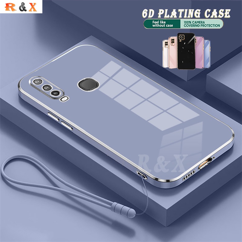 Ốp Điện Thoại Silicon Vuông Mạ Màu 6D Có Dây Đeo Cho Huawei Y6P 2020 Y7A Nova 8i 5T 7i 7SE 3i Y9S Y7 Pro Y9 Prime 2019 X