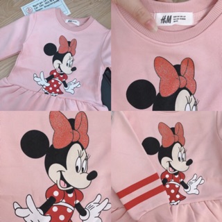 Váy Minnie Hồng bé gái dài tay h&m- ẢNH THẬT