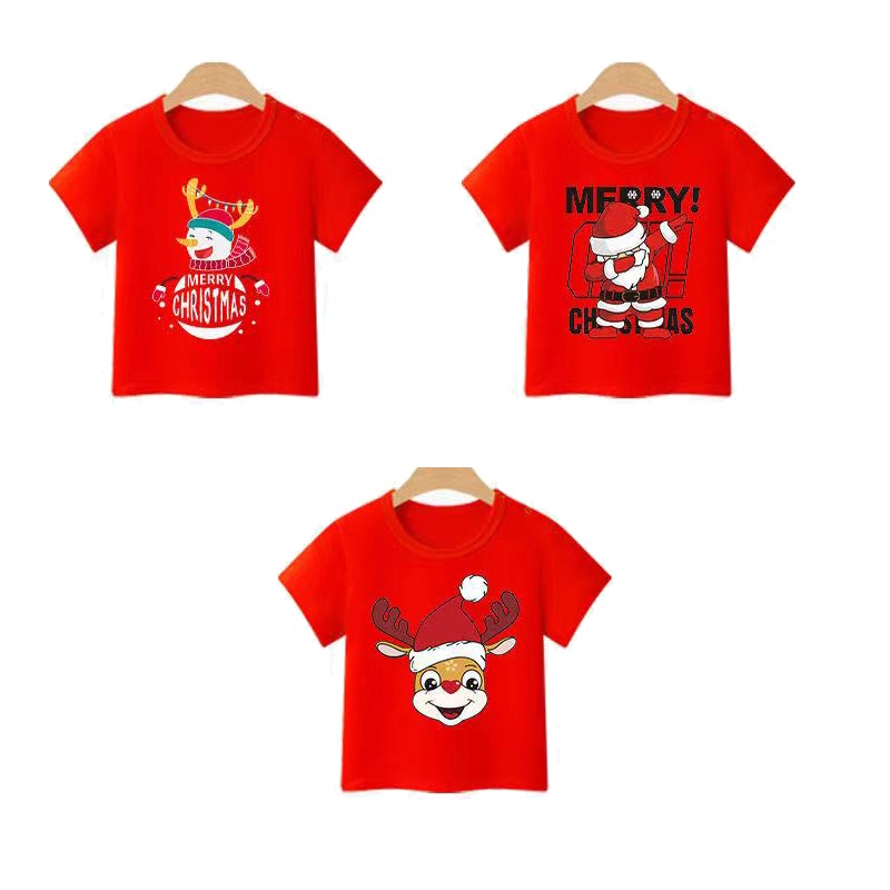 Áo thun cotton tn in hình phong cách Giáng sinh cho các bé
