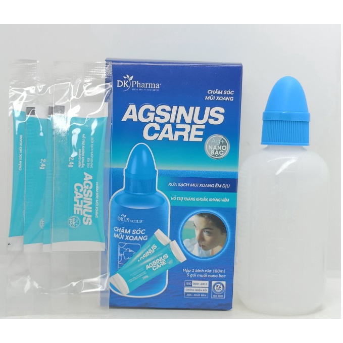 Bình rửa mũi + 5 gói muối giúp làm sạch khoang mũi xoang AGSINUS CARE