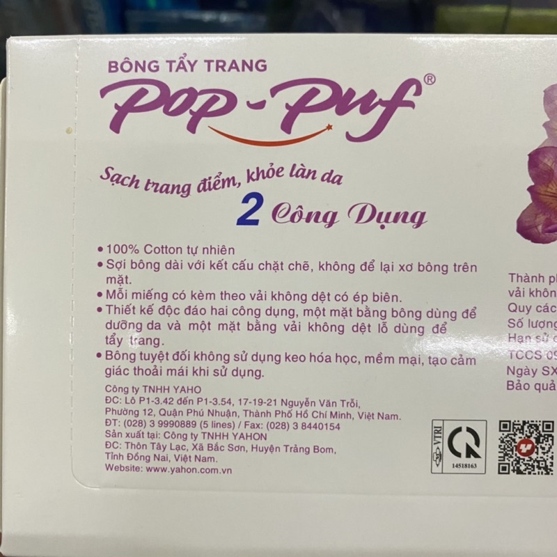 Bông tẩy trang Pop-Puf hộp 100 miếng