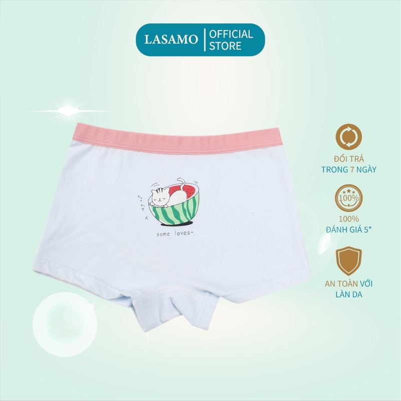 Quần chip bé gái, quần lót cho bé gái cotton cao cấp họa tiết Catty dễ thương hãng LASAMO mã QLB026