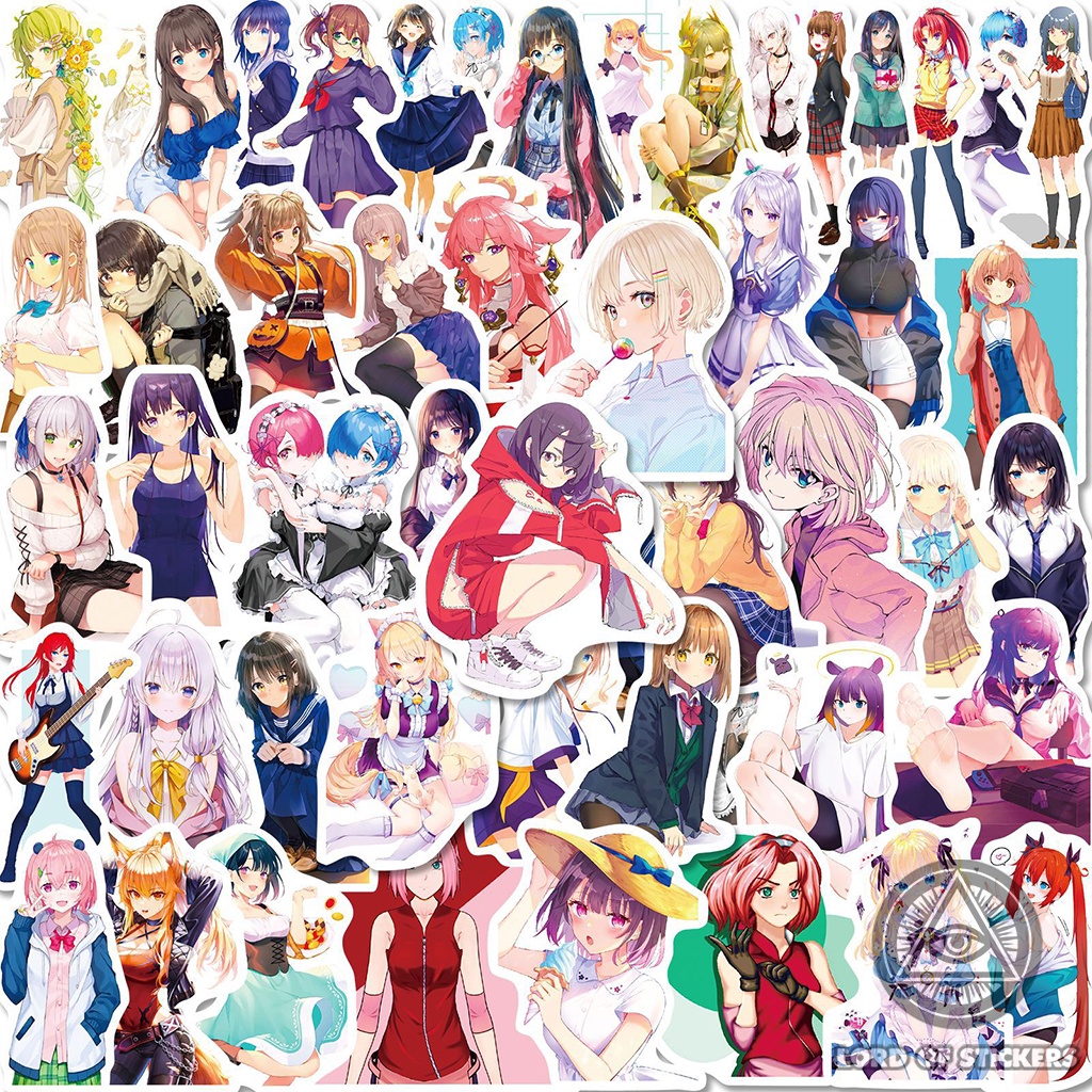 Set 50 Nhãn Dán Anime Girl Cute Waifu Sticker Manga Hình Cô Gái Dễ ...