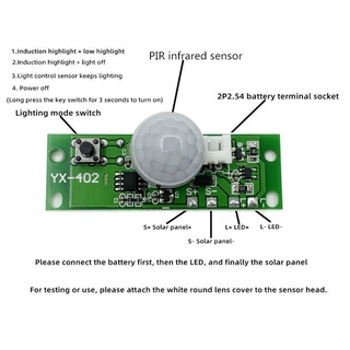 DIY 3.7V Solar Lamp Board Control Sensor Night Light Module Controller Module Infrared Human Body Induction Solar Circuit Board