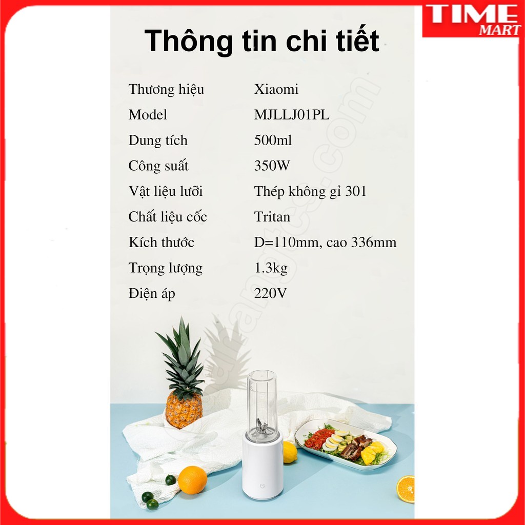 Máy xay sinh tố Mijia Food Processor 500ml MJLLJ01PL [TIME_MART siêu thị tiện ích gia đình]