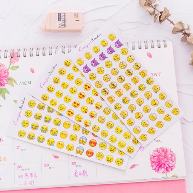 🍉Set 12 vỉ Sticker Emoji đáng yêu - Sticker trang trí sổ sách/ góc học tập DUASHOP