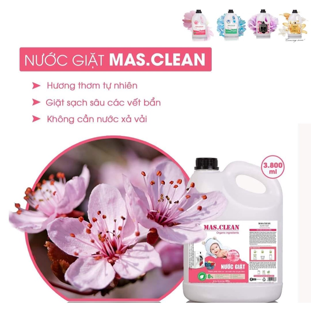 Nước giặt hữu cơ Mas.Clean - can 5L tiết kiệm