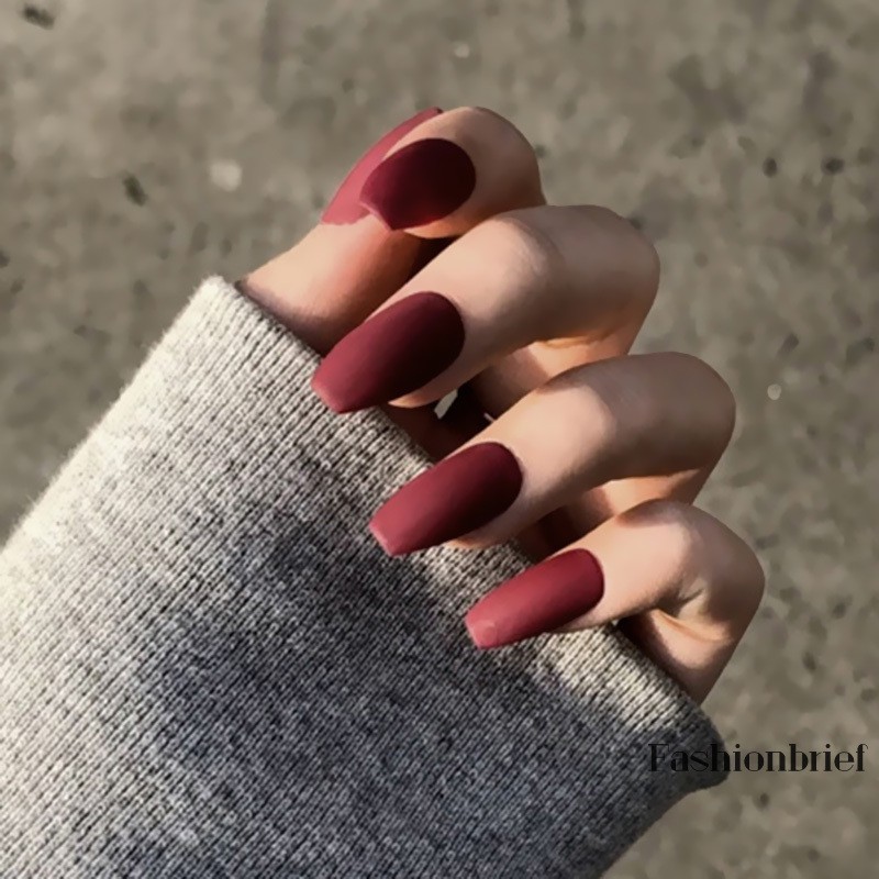 Set 24 Móng Tay Giả Màu Đỏ Nhám Thời Trang Cho Nữ