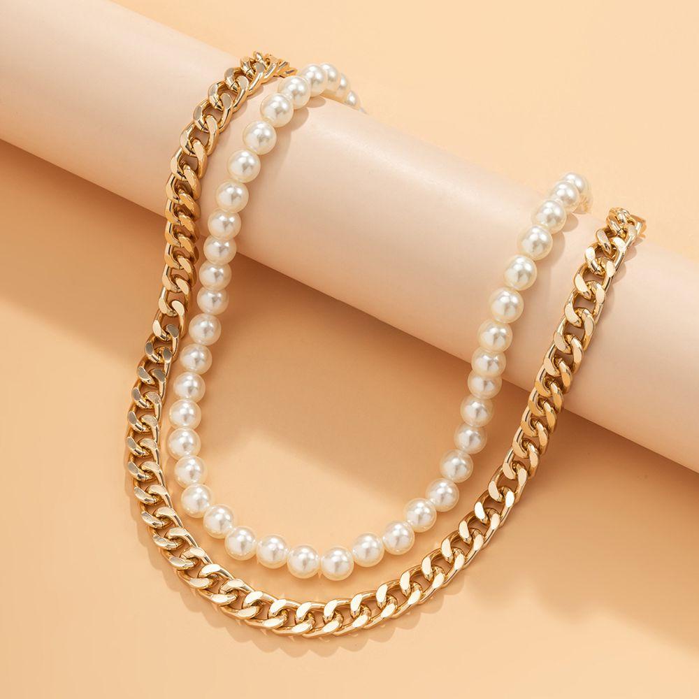 Vòng Cổ Choker Dây Xích Kép Bằng Nhôm Đơn Giản Cá Tính Cho Nam
