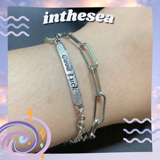 Vòng Tay Phối Xích Mặt Good Luck Đơn Giản Unisex