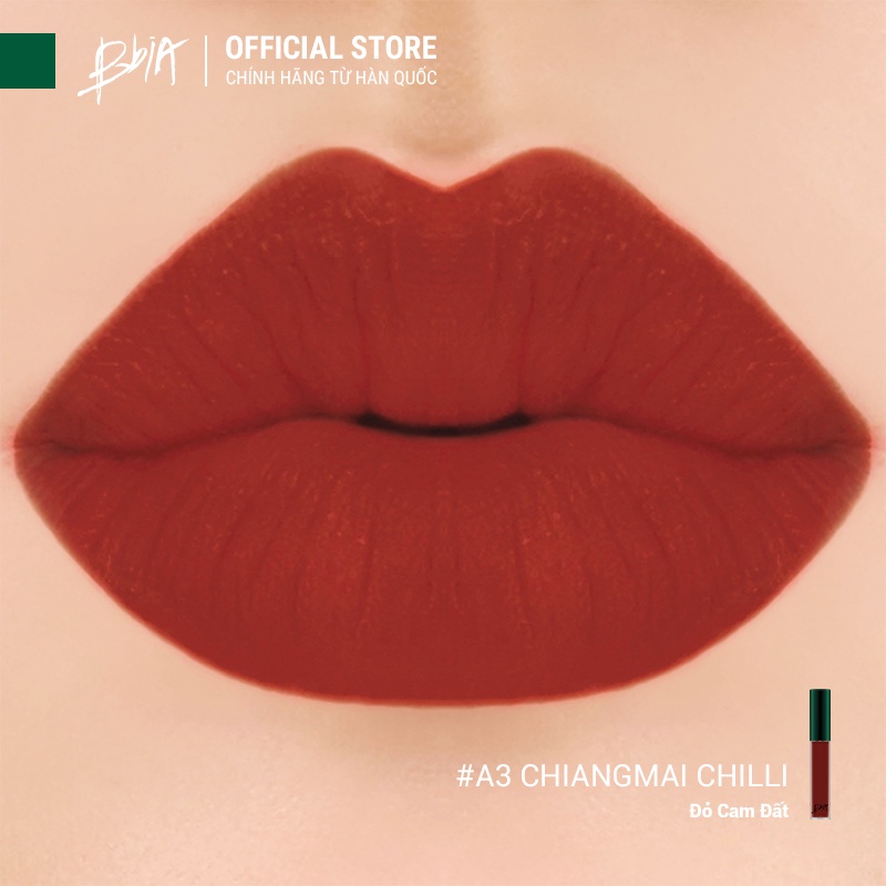 Son kem lì Bbia Last Velvet Lip Tint ASIA EDITION - A3 Chiangmai Chili (Đỏ ớt pha nâu) 5g - Bbia Official Store