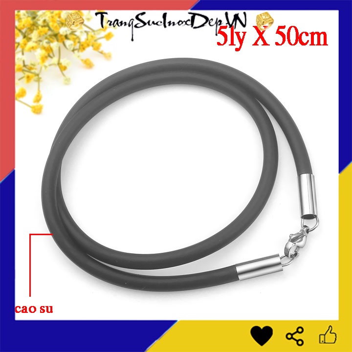 Dây chuyền nam cao su 5 ly đầu bọc khóa inox sáng đẹp, không đen thể hiện đẳng cấp phái mạnh