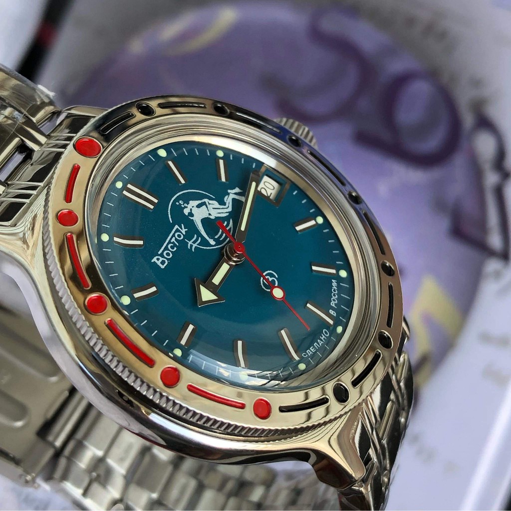 Đồng hồ nam Vostok máy cơ tự động Automatic, size mặt 40, chống nước tốt 20 ATM. Đồng hồ Nga Vostok Amphibia 420059