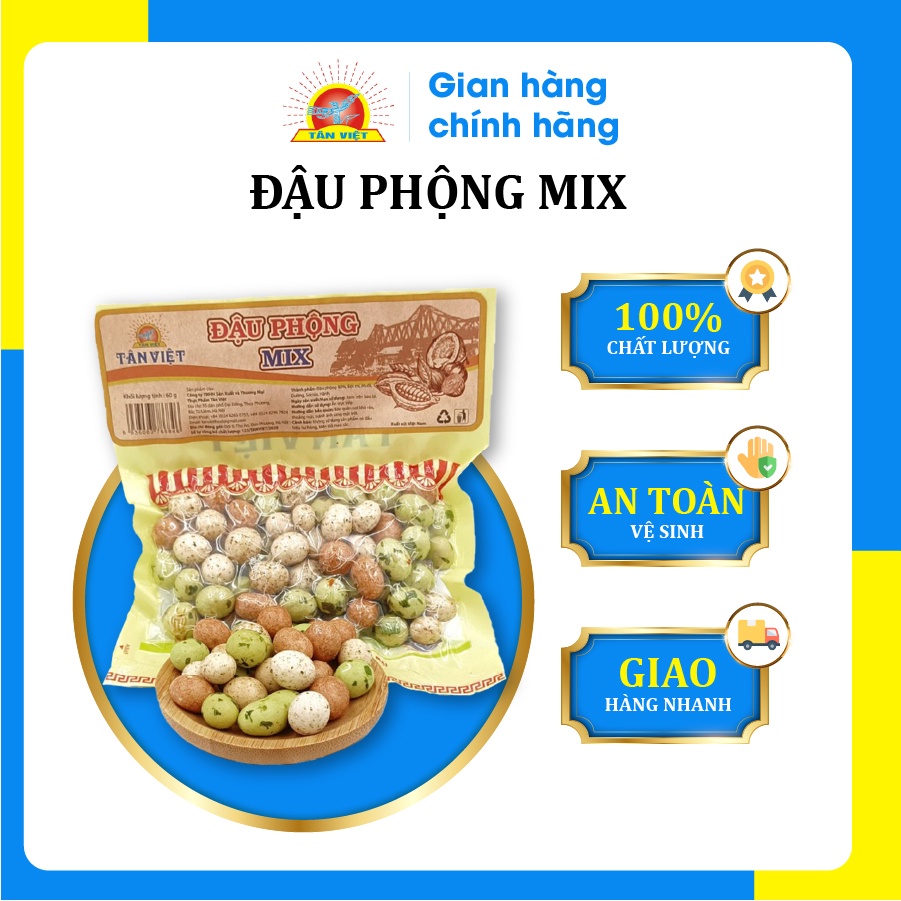 Đậu Phộng Mix Đủ Vị Tân Việt Dinh Dưỡng Trọng Lượng 60g