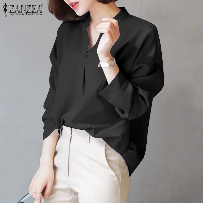 Zanzea Áo Kiểu Tay Phồng Cổ Chữ V Phong Cách Hàn Quốc Thời Trang Cho Nữ