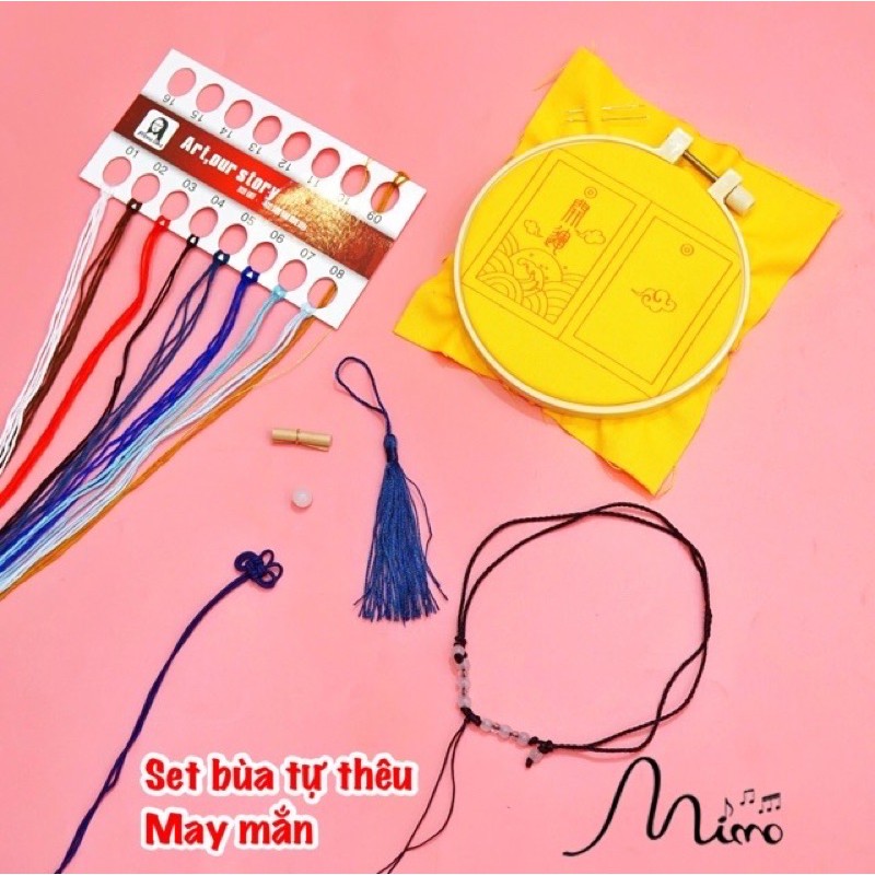 Bộ kit thêu túi thơm may mắn omamori Túi may mắn tự thêu handmade xinh xắn Cầu Phúc Bình An Đỗ Đạt May Mắn