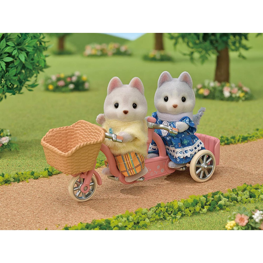 Sylvanian Families Cặp Đôi Chó Husky Đạp Xe Husky Geek Cycling Set