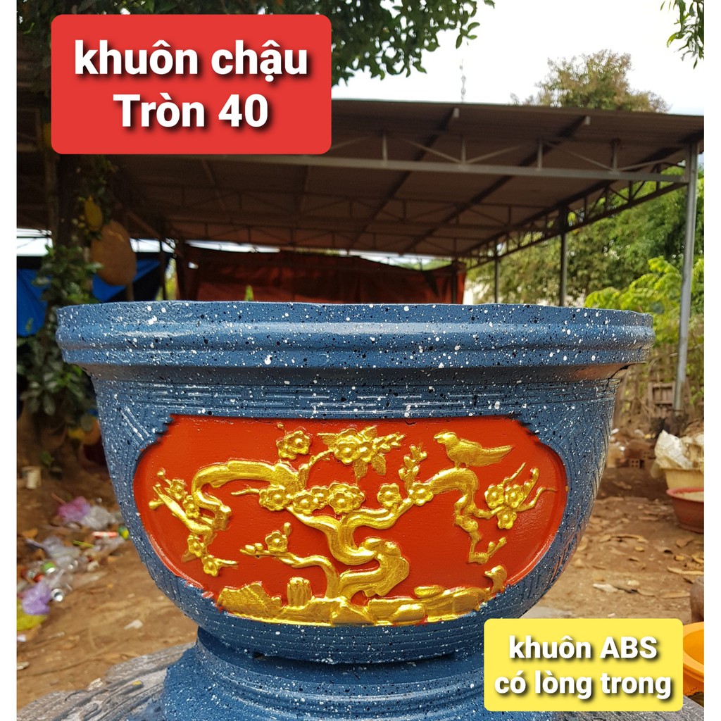 Khuôn đúc chậu cảnh tròn 40 [khuôn ABS siêu bền] khuôn có lòng trong dễ dàng sử dụng cho người mới bắt đầu