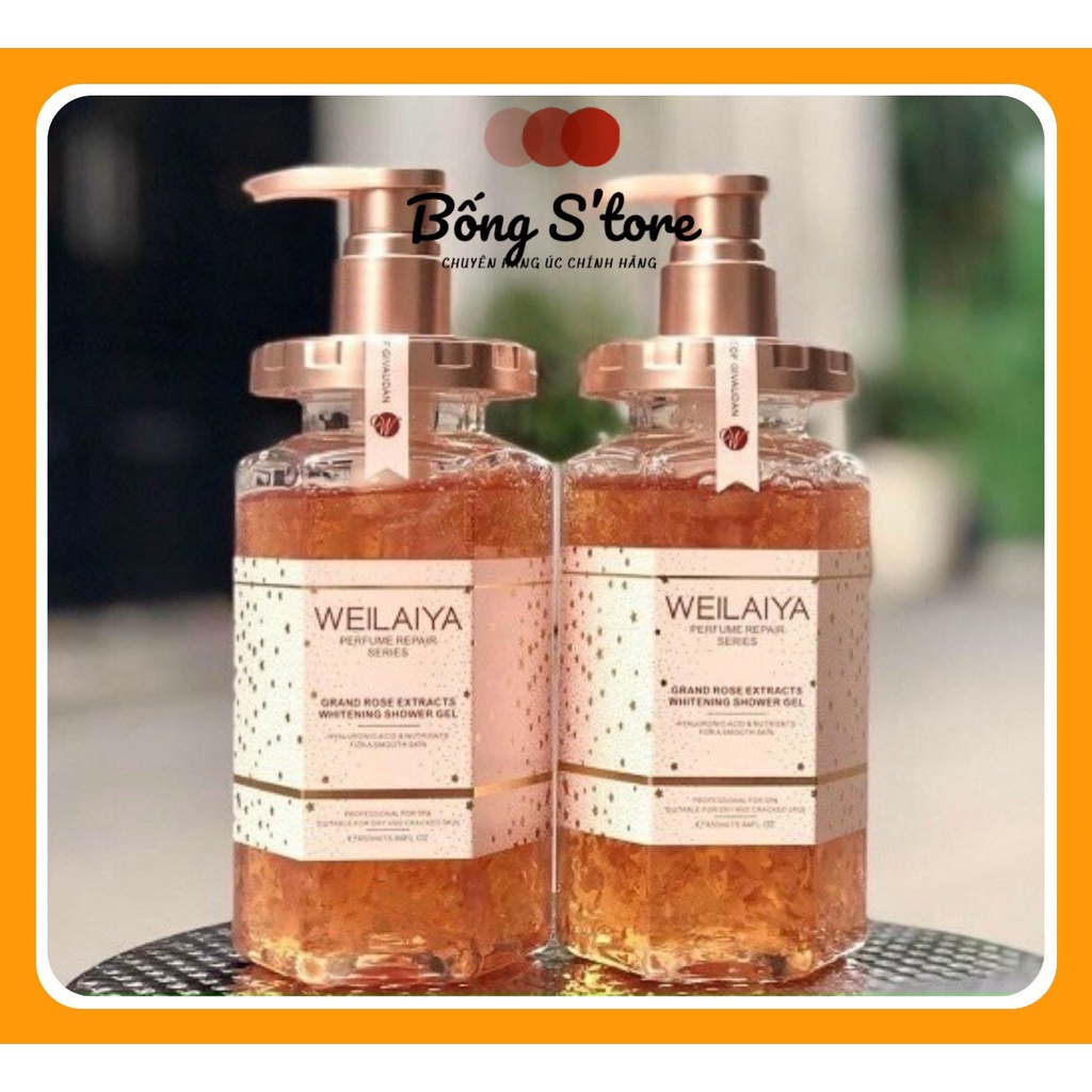Sữa Tắm Weilaiya Chính Hãng Trắng Da Dưỡng Ầm,Gel Tắm Trắng Da Toàn Thân Hương Nước Hoa,Giảm Mụn Lưng Da Mịn Màng