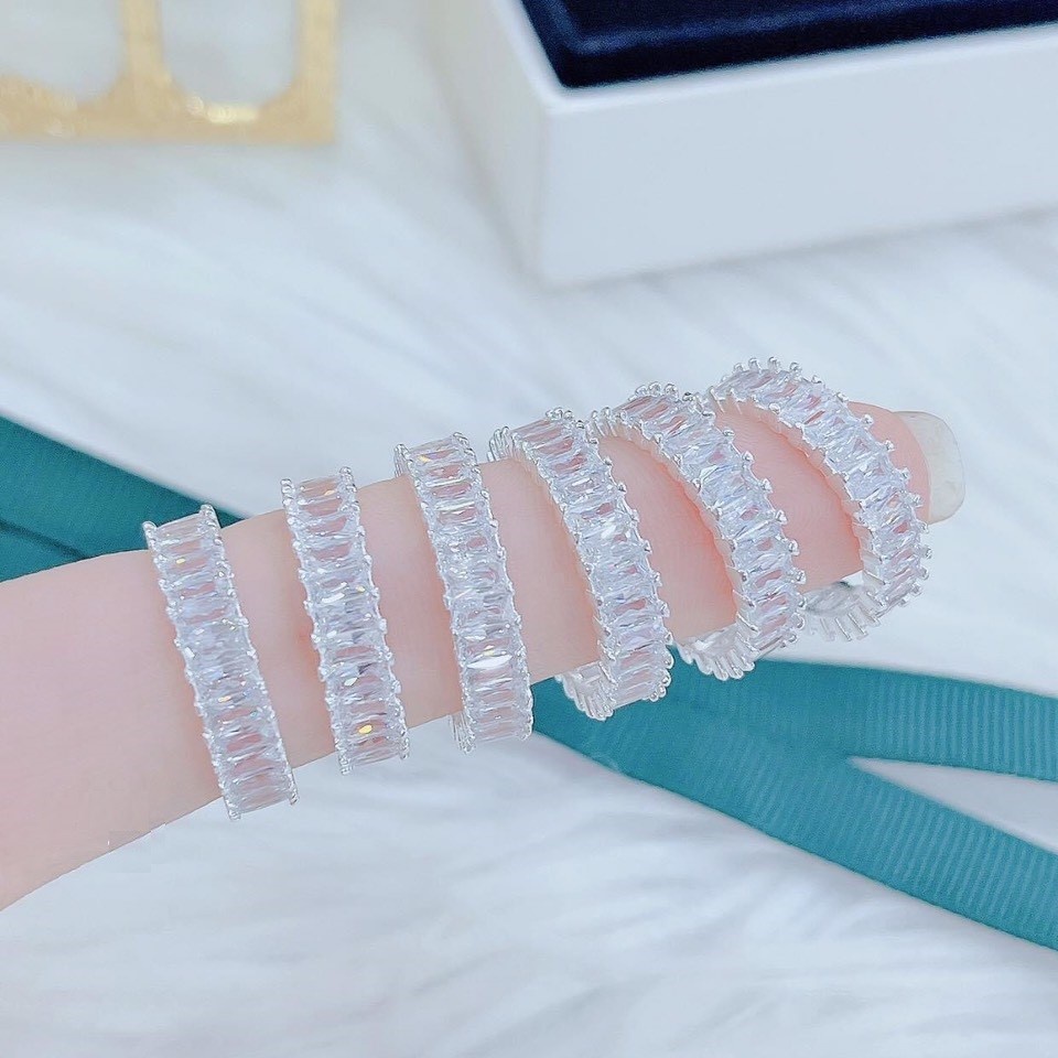 Nhẫn bạc nữ hình bánh xe đính đá sang trọng, chuẩn nhẫn bạc ta cao cấp