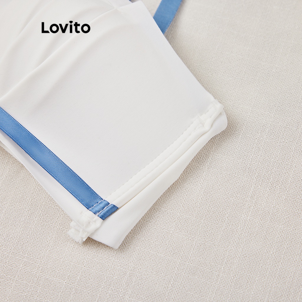 Áo lót Lovito nâng ngực không gọng phối nơ có miếng đệm không thể tháo rời L233L085 (màu đen / xanh lá / trắng)