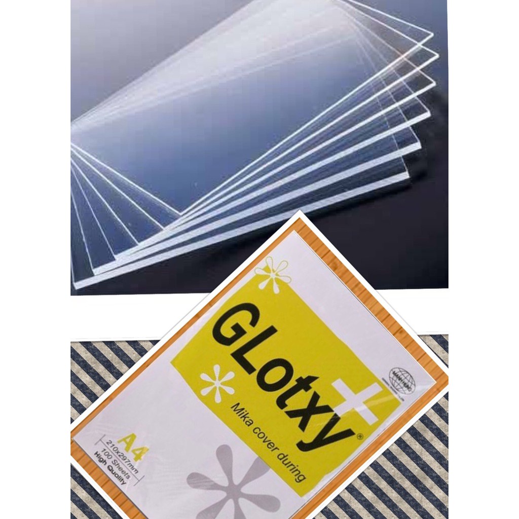 Bìa bóng kính Mica trong suốt Glotxy loại trung (100 tờ)