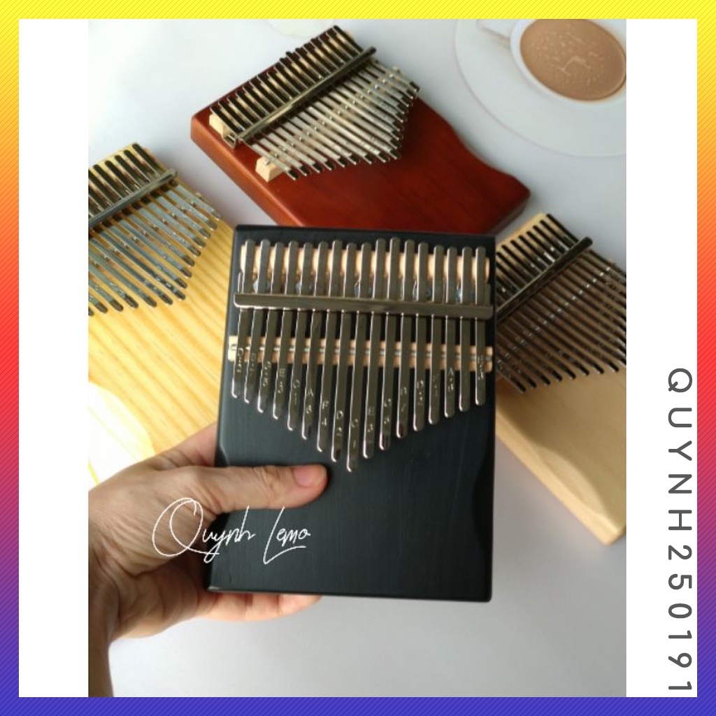 Đàn kalimba 17 phím QUYNHLEMO, Kalimba rẻ màu đen, nâu, xanh, gỗ, đàn piano ngón tay cái 21 phím, tặng đủ phụ kiện