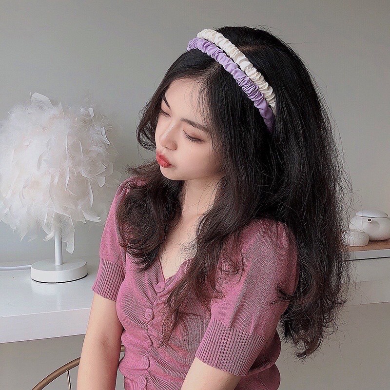 Bờm Tóc Nhún Phối Vải Nhiều Màu Phong Cách Hàn Quốc Cute K087