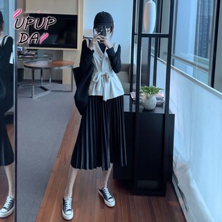 Bộ Áo + Chân Váy Xếp Ly Phong Cách Hàn Quốc Thời Trang Mùa Thu Xinh Xắn Cho Nữ