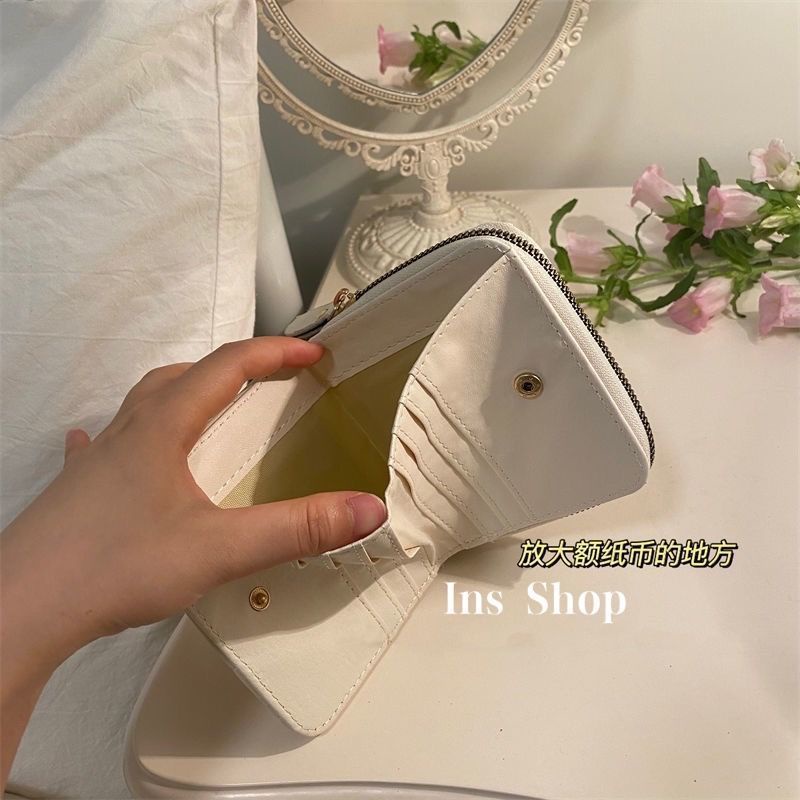 Ví Ngắn Đa Năng Thiết Kế 3 Ngăn Phong Cách Retro Cho Nữ