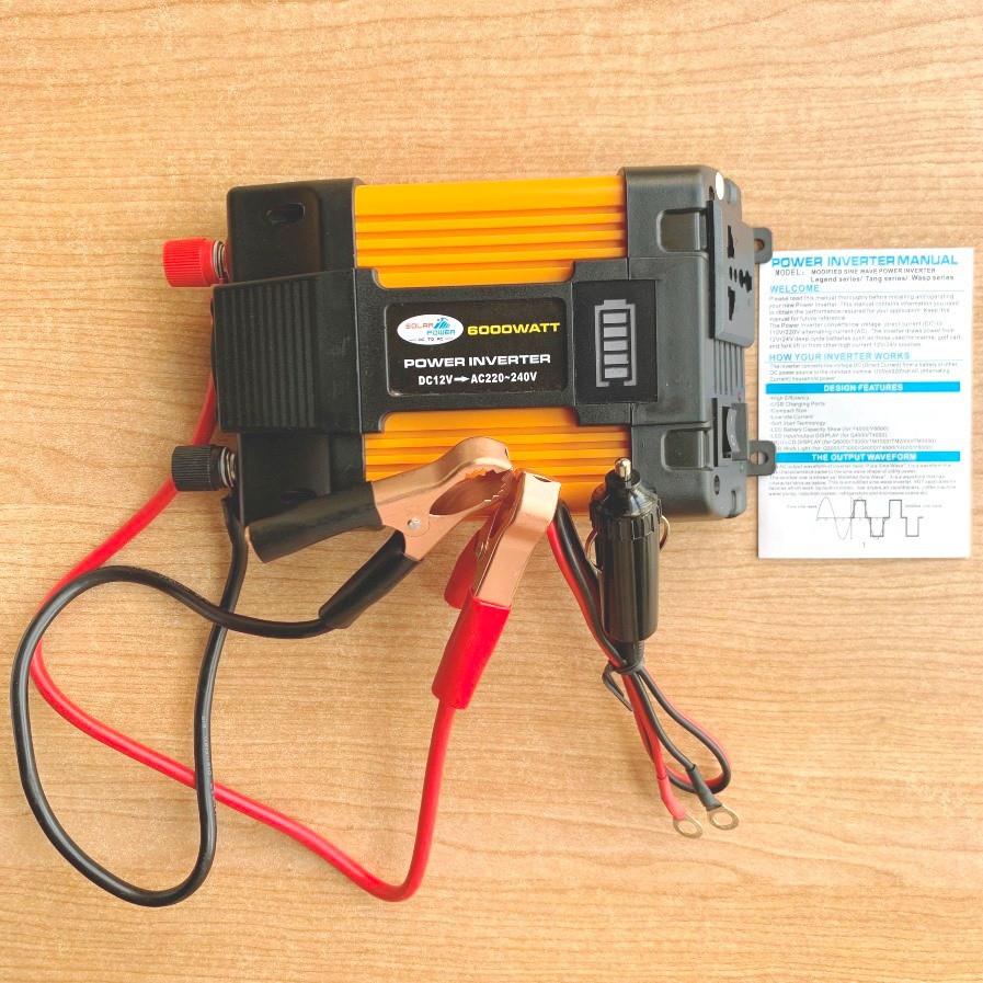 Máy chuyển đổi kích điện ắc quy 12V lên 220V dùng tại gia đình, nhà xưởng, trên xe hơi công suất 500W
