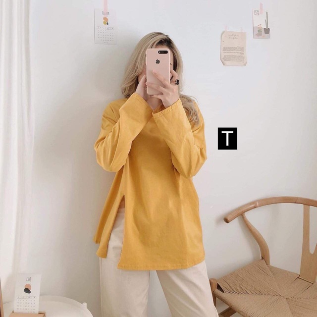 Áo xẻ cạnh trơn thụng Tr&amp;Đ
