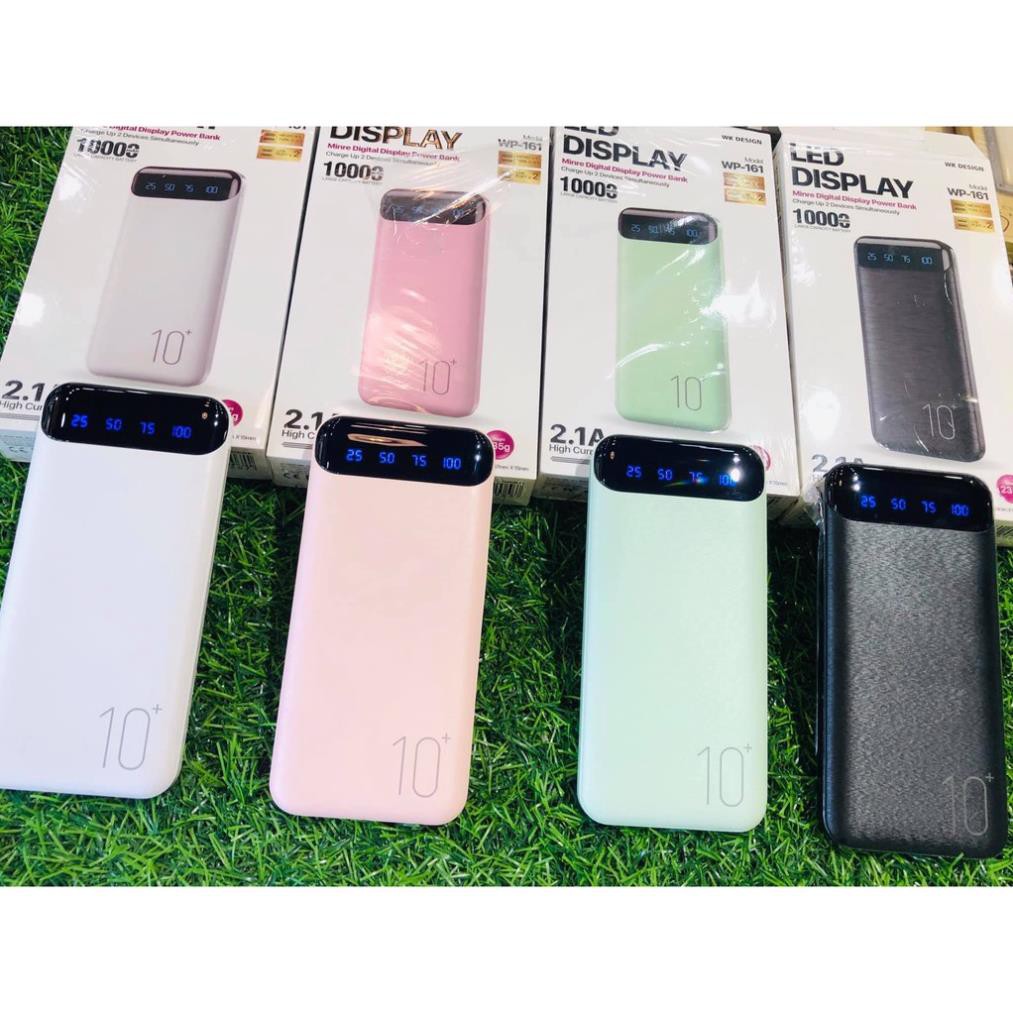 Pin sạc dự phòng tích hợp màn hình LED 10000 mAh chính hãng  WK - WP161 hỗ trợ sạc nhanh - BẢO HÀNH 1 NĂM