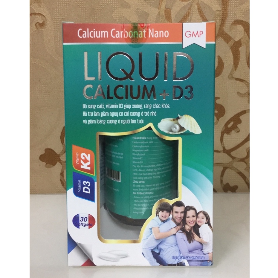 Viên uống LIQUID CALCIUM D3 giúp bổ sung canxi, chống còi xương, loãng xương - Lọ cao cấp 30 viên