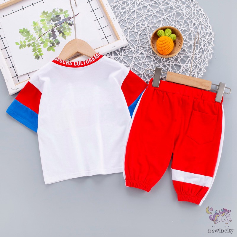 Bộ áo thun ngắn tay và quần dài thiết kế thời trang xinh xắn cho bé nam
