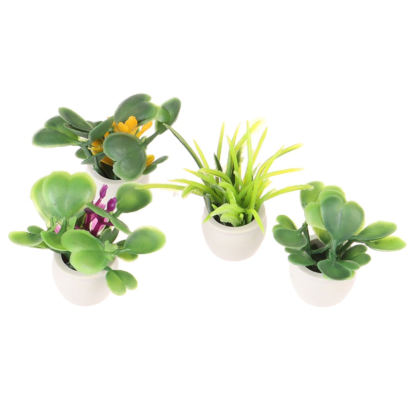 Bộ 2 Mô Hình Chậu Xanh Mini Tỉ Lệ 1: 12 Trang Trí Nhà Búp Bê