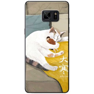 Ốp lưng Samsung Note 4, Note 5, Note 8, Note 9 Mèo trắng ôm ngủ