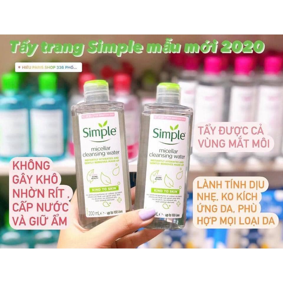 Nước tẩy trang Simple Kind to Skin Micellar Cleansing Water | BigBuy360 - bigbuy360.vn
