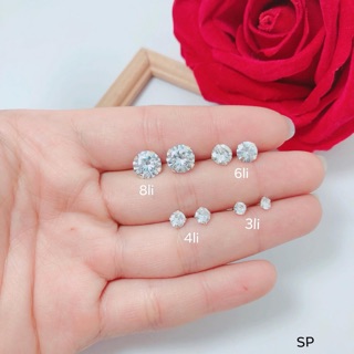 Bông tai nụ đá bạc ta