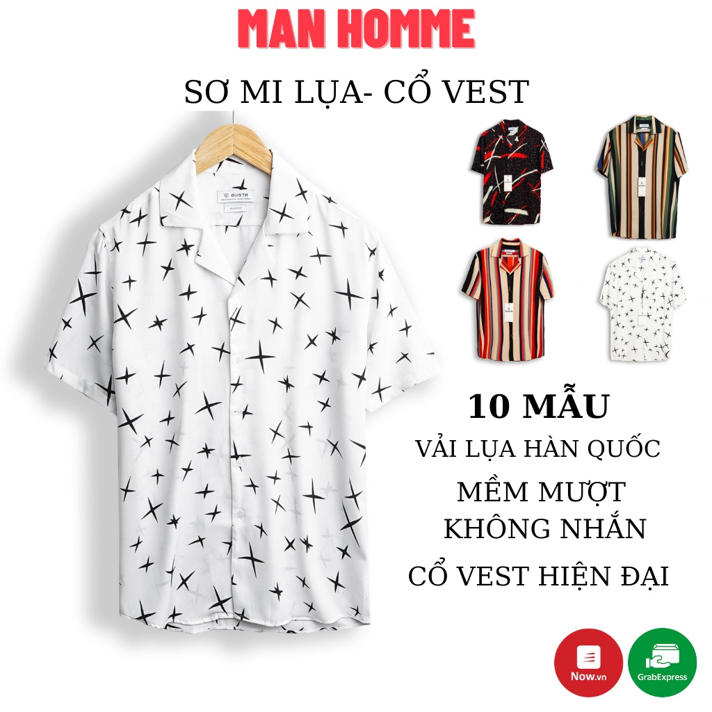 Áo Sơ Mi Họa Tiết Nam Tay Ngắn Hàng Hiệu - Chất Lụa, Không Nhăn, Siêu Mát - Hàng Cao Cấp - SM09 - MANHOMME