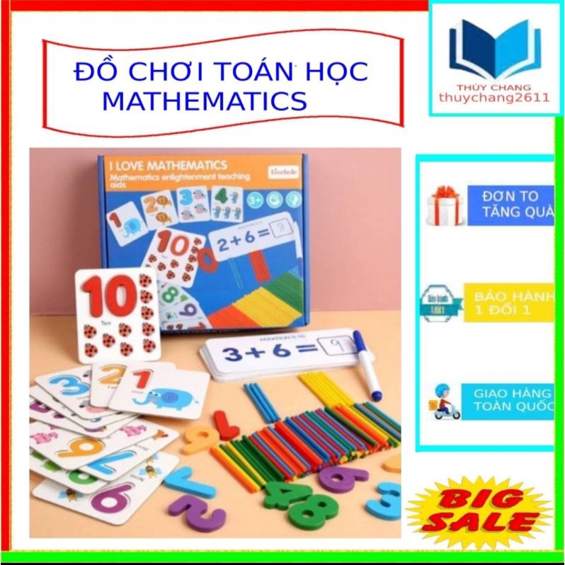 Đồ Chơi Toán Học Montessori - Bộ Thẻ Học Ghép Số Kèm Que Tính