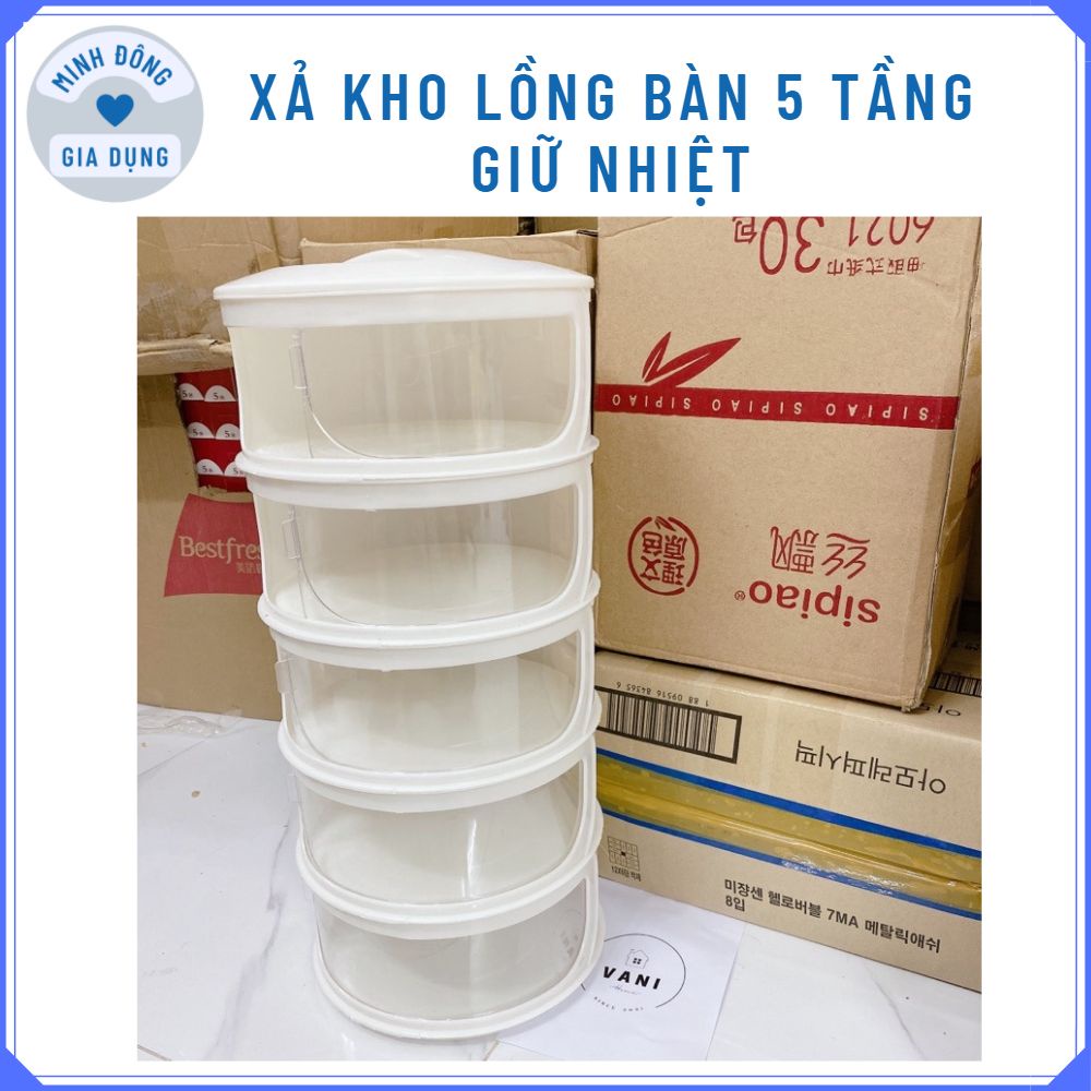 Lồng bàn giữ nhiệt 5 tầng thông minh nhiều tầng gấp gọn, Hộp bảo quản thực phẩm chống bụi côn trùng tiện dụng